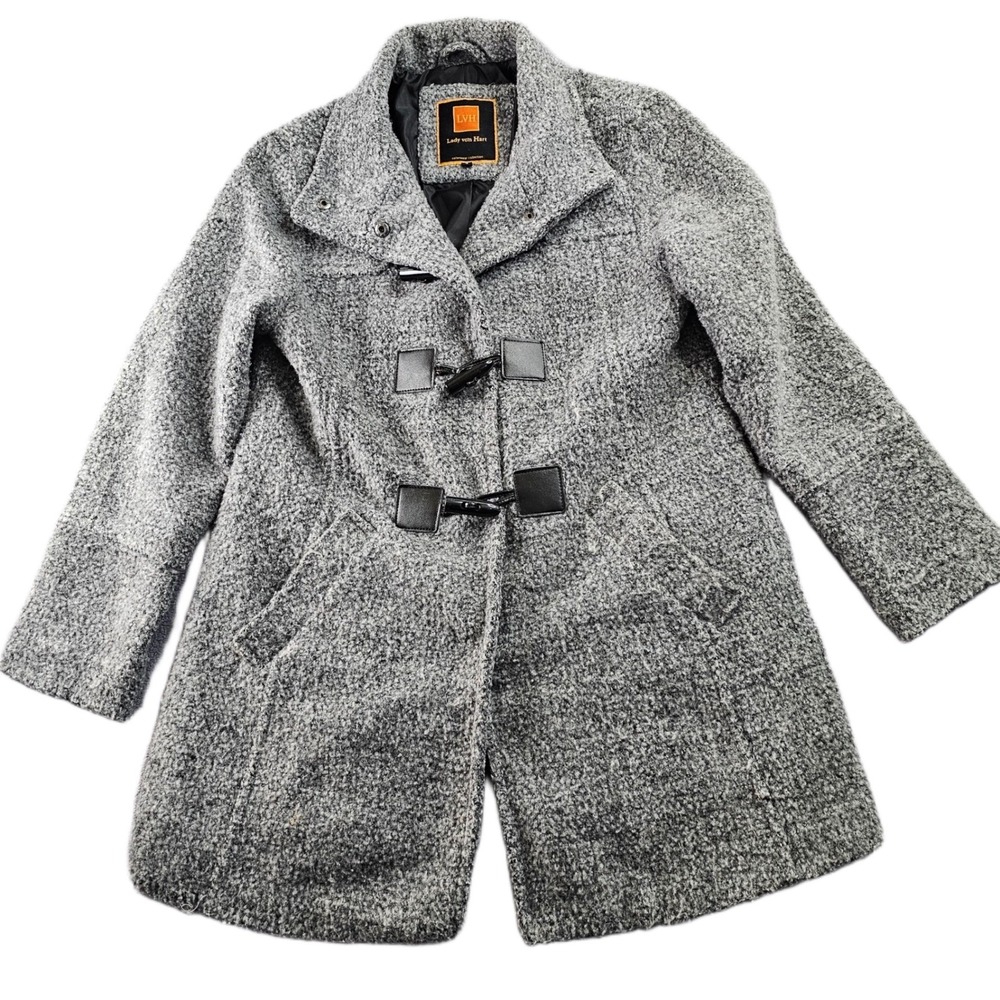 Lady Von Hart Duffle Coat Woman's‎ S Gray Heather Wool Long Sleeve Toggle Snap